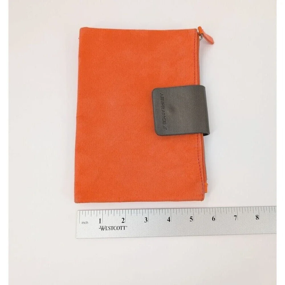 AIRFRANCE Travel Organizer Clutch Orange Vegan Suede Wallet Pouch‎ Wallet